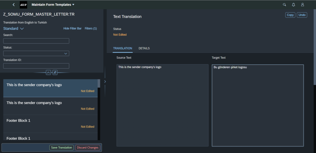 Maintain Form Translations