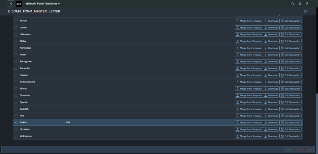 SAP Fiori Maintain Form Template