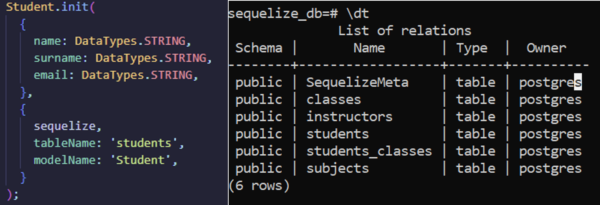 Sequelize Tablo Örneği