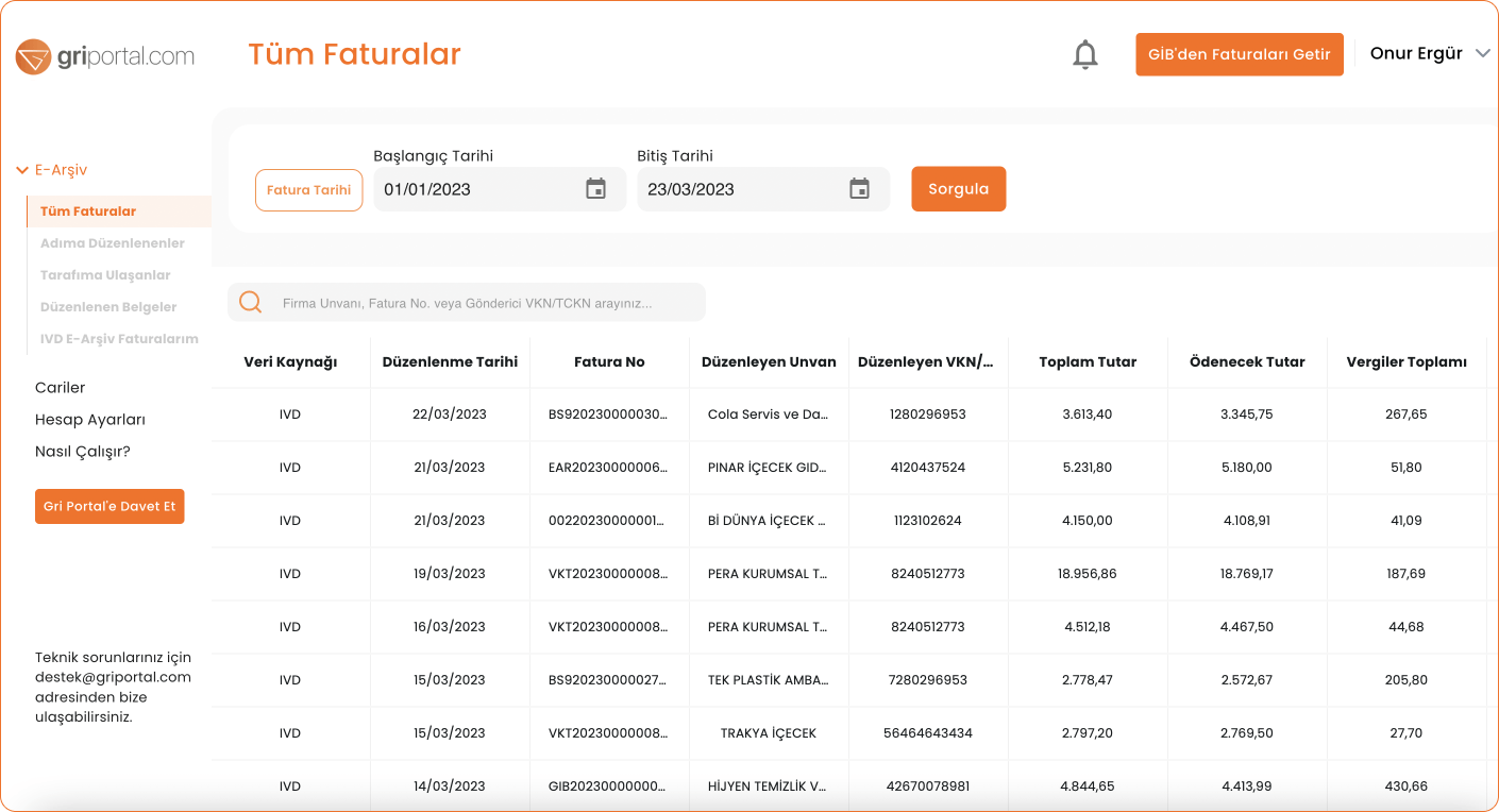 E-Arşiv Fatura Görüntüleme