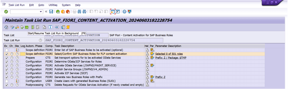 maintain task list run SAP_Fiori
