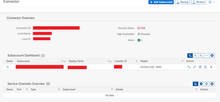 Subaccount ve Cloud Connector bağlantısı başarılı