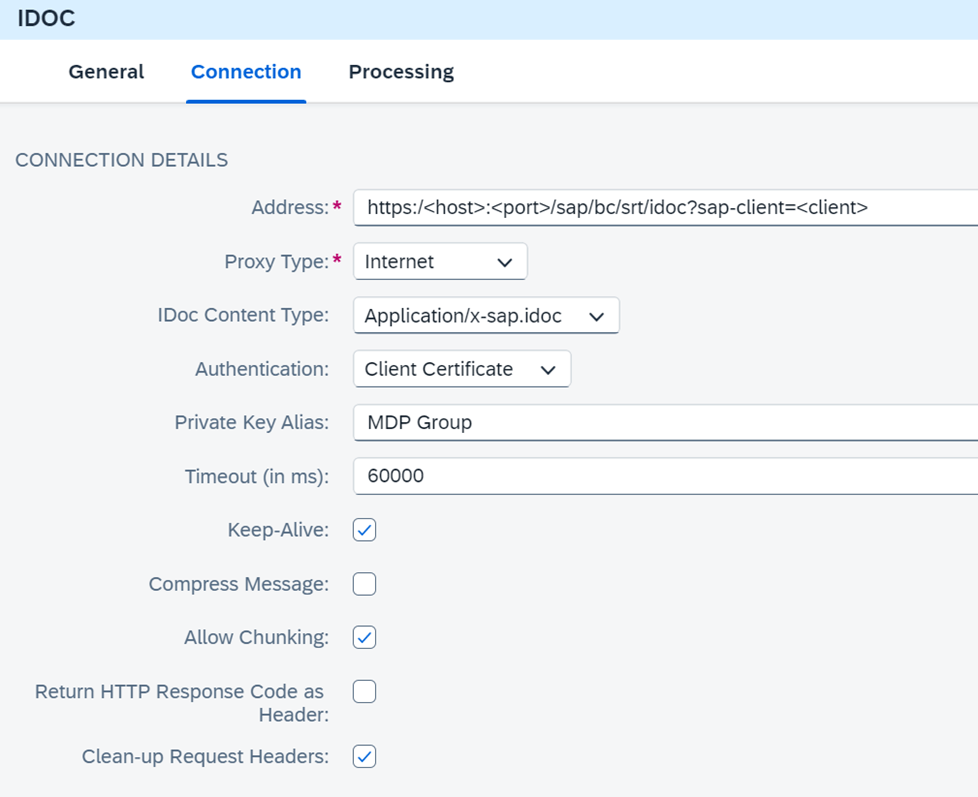 SAP ERP'den Bulut Entegrasyonuna Gönderilen Mesajlar için Idoc Adapter screen 2