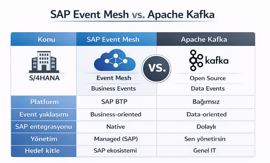 SAP Event Mesh ve Kafka Kısa Karşılaştırma