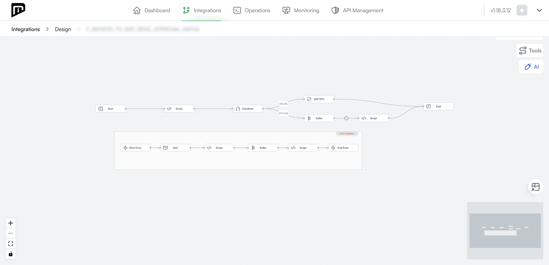 MDP Integration Platform low-code ekranı